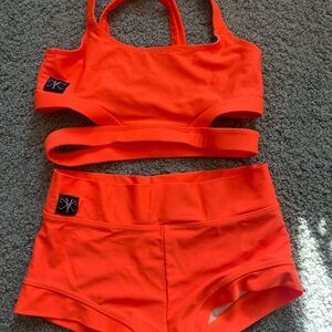Bright Orange Kandi Kouture Matching Dance Set Size 10/12